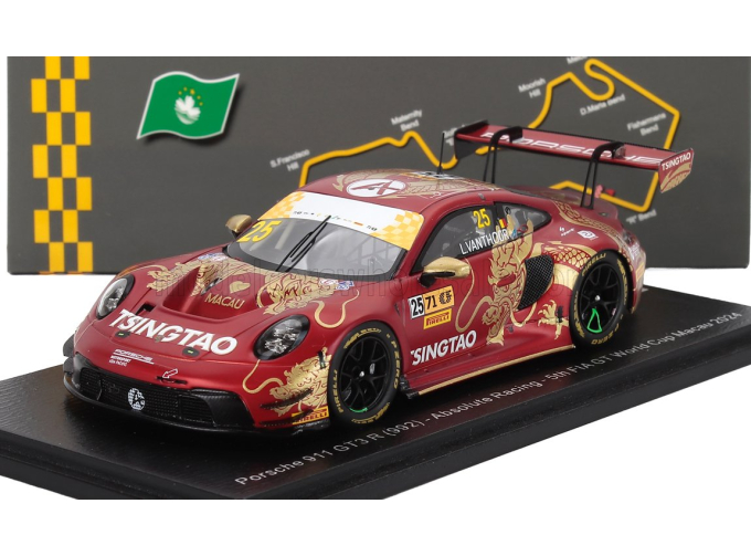 PORSCHE 911 992 Gt3 R Team Absolute Racing №25 Fia Gt World Cup Macau (2024) Laurens Vanthoor, Red