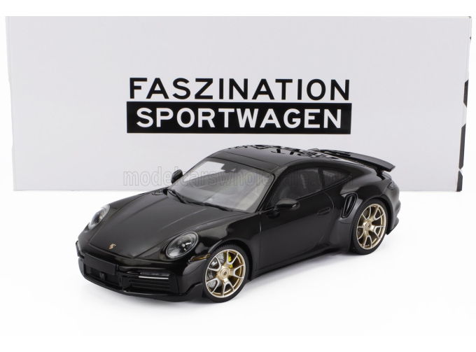 PORSCHE 911 992 Turbo S Coupe (2022) - Gold Rims, Black