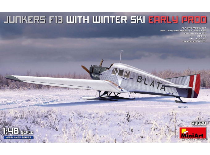 Сборная модель JUNKERS F13 Airplane With Winter Ski 1925