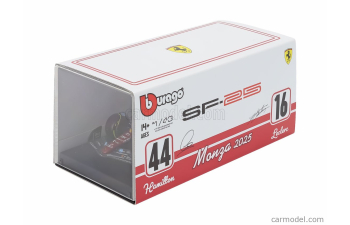FERRARI - F1 SF-25 TEAM SCUDERIA FERRARI HP N 44 MONZA ITALY GP 2025 LEWIS HAMILTON - NIKI LAUDA 50th ANNIVERSARY WORLD CHAMPION - WITH PILOT AND SHOWCASE