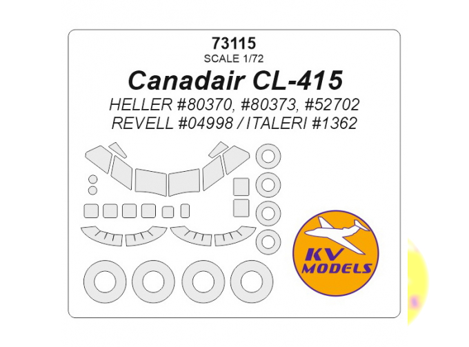 Маска окрасочная Canadair CL-415 (HELLER #80370, #80373, #52702 / REVELL #04998 / ITALERI #1362) + маски на колеса