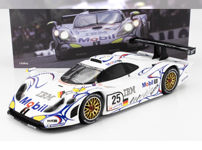 PORSCHE 911 Gt1-98 3.2l Turbo Team Porsche Ag Mobil-1 №25 2nd 24h Le Mans (1998) Uwe Alzen - Jorg Muller - Bob Wollek, White Blue Red