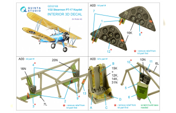 3D Декаль интерьера кабины Pt-17 Kaydet (Roden)