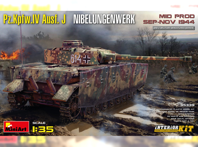 Сборная модель Немецкий танк Pz.Kpfw.IV Ausf. J Nibelungenwerk (поздний) с интерьером. Сентябрь-ноябрь 1944 г.