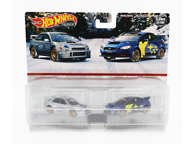 Набор из двух моделей SUBARU Impreza Wrx Base Rally (2016) + SUBARU Impreza Wrx (2002), Silver Blue Yellow