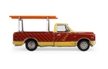CHEVROLET C-10 with Ladder Rack, Burned Timber Builds No Homes *Smokey Bear Series 5* (1968), red / yellow