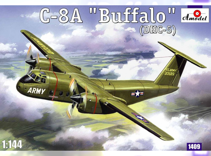 Сборная модель Американский военно-транспортный самолет de Havilland Canada C-8A Buffalo (DHC-5)