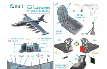 3D Декаль интерьера кабины Су-25СМ/СМ3 (Звезда/Quinta Models/Arma Models)