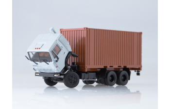 Камский грузовик 53212 с 20-футовым контейнером, серый / коричневый