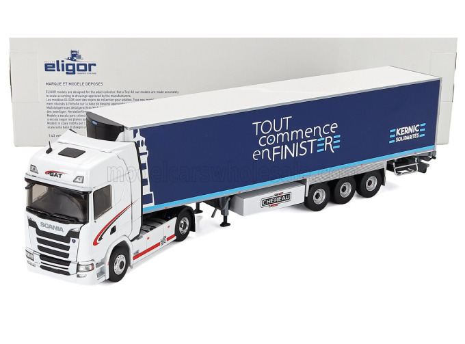 SCANIA R450 Truck Semi-frigo Tout Commence En Finistere (2016), White Blue