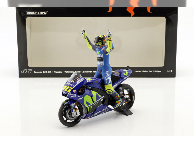 Yamaha YZR-M1, Movistar Yamacha MotoGP, Rossi, Winner Assen GP 2017, with figurine