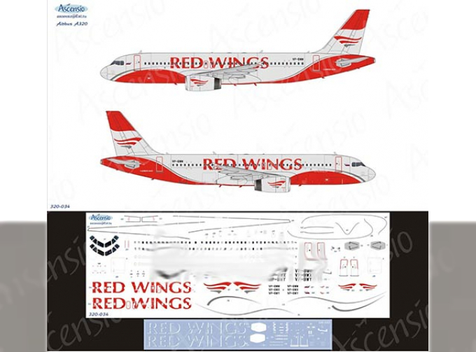 Декаль на самолет Airbus A320 Red Wings