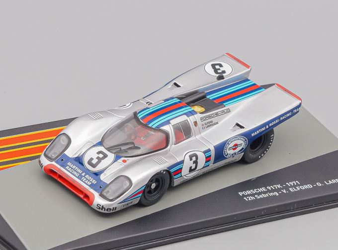 PORSCHE 917k 4.9l Team Martini Racing №3 Winner 12h Sebring (1971) V.Elford - G.Larrousse, silver / blue