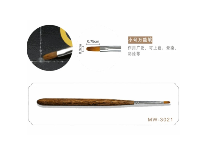 Модельная кисть плоская (волокно + соболиный волос, ручка из сандалового дерева)