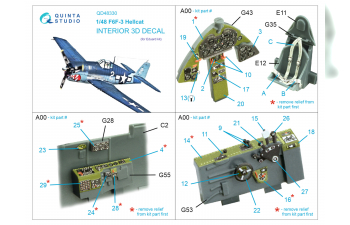 3D Декаль интерьера кабины F6F-3 Hellcat (Eduard)