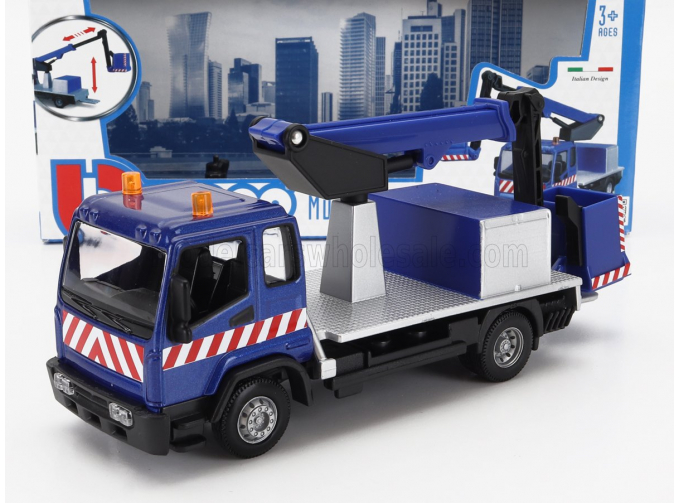 MAN Truck Gru Crane Elevator Con Piattaforma Cestello 2-assi 2010, Blue Silver