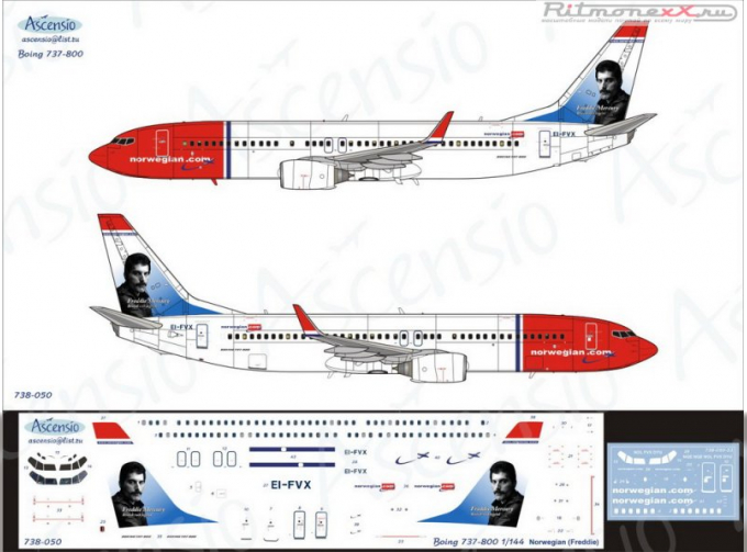 Декаль на самолет Boeing 737-800 Norwegian (Freddie)