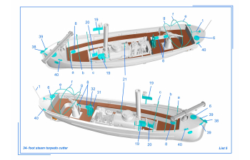 Сборная модель 34-футовый паровой торпедный катер, РИФ, русско-японская война, 1904 г.