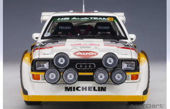 AUDI QUATTRO S1 #5 Rally San Remo winner W. Röhrl/C. Geistdörfer(1985), white/yellow