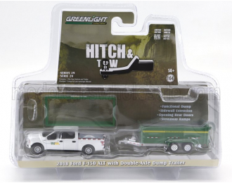 FORD F-150 Pick-up (2018) With Small Cargo Ups Trailer, White Green