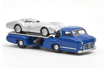 MERCEDES-BENZ racing car transporter truck renntransporter (1955) + MERCEDES-BENZ W196 spider (1955)