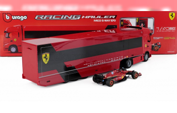 IVECO FIAT Set Truck S-way 570 Truck Car Transporter With F1 Sf-23 №16 Season (2023) Charles Leclerc, Red Black