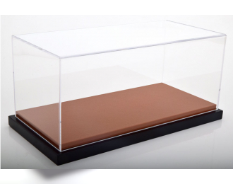 VITRINE Luxus-Version mit Kunstleder auf MDF-Bodenplatte stackable, Maße: Länge 35,5cm, Tiefe 17cm, Höhe 15,8cm, brown