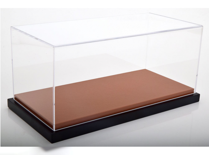 VITRINE Luxus-Version mit Kunstleder auf MDF-Bodenplatte stackable, Maße: Länge 35,5cm, Tiefe 17cm, Höhe 15,8cm, brown