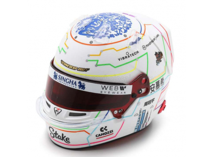 BELL HELMET Casco Helmet F1 Guanyu Zhou Team Stake Kick Sauber №24 China Gp (2024), White