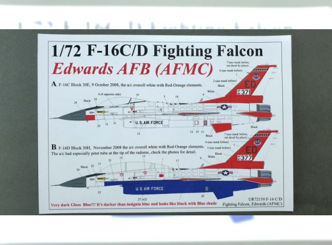 Декаль для F-16C/D Edwards AFB