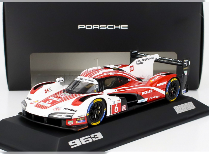 PORSCHE 963 9rd 4.6l Turbo V8 Team Porsche Penske Motorsport N 6 4th 24h Le Mans (pole Position) (2024) Kevin Estre - Andre Lotterer - Laurens Vanthoor, Red White Black