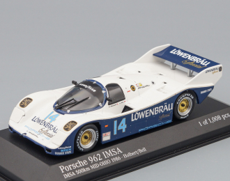 PORSCHE 962 TEAM LOWENBRAU HOLBERT RACING N 14 WINNER IMSA 500Km MID-OHIO 1986 HOLBERT - BELL, blue / white