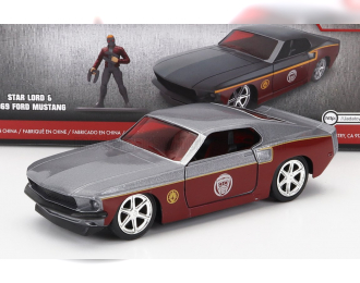 FORD Mustang Gt500 Shelby 1967 With Star-lord Figure Marvel Guardians Of The Galaxy, Copper Grey