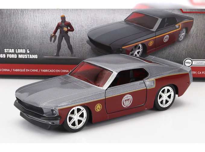 FORD Mustang Gt500 Shelby 1967 With Star-lord Figure Marvel Guardians Of The Galaxy, Copper Grey