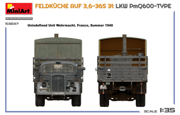 Сборная модель Опель-Блиц Pmq600 полевая кухня / OPEL Blitz Pmq600 Type Feldkuche Auf 3.6-36s 3t 1945