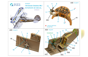 3D Декаль интерьера кабины Gloster Gladiator MKI (Roden)