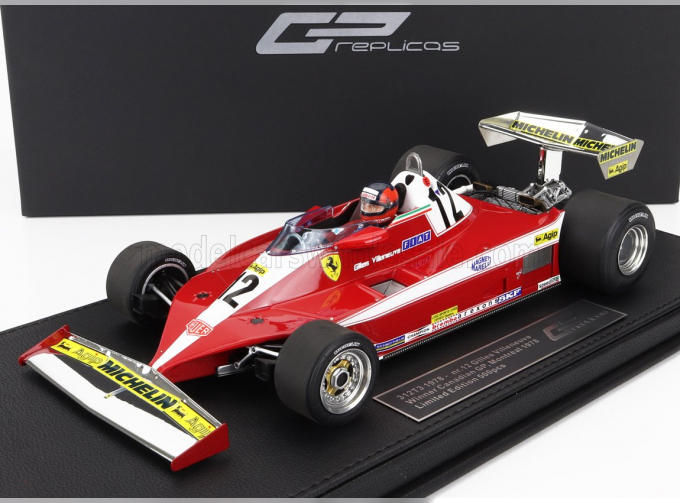 FERRARI F1 312t3 N 12 Winner Canada Gp (with Pilot Figure) 1978 Gilles Villeneuve - Con Vetrina - With Showcase, Red