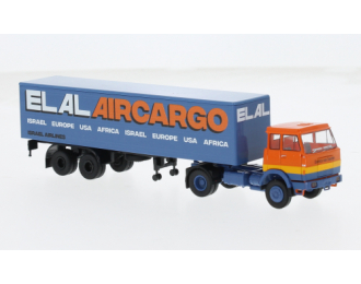 HANOMAG-HENSCHEL F161 Flatbed/Tarpaulin-SZ "ELAL-Aircargo" (1969), orange/yellow/ blue