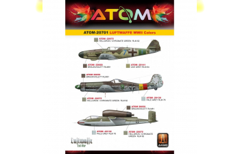 Набор акриловых красок ATOM Цвета люфтваффе времен Второй мировой войны / ATOM Luftwaffe WWII Colors Set (12 цветов)