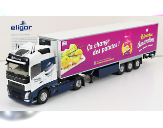 VOLVO FH4 500 TRUCK SEMI-FRIGO PELLEAU TRANSPORTS (2018), WHITE BLUE PINK