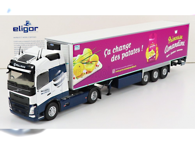 VOLVO FH4 500 TRUCK SEMI-FRIGO PELLEAU TRANSPORTS (2018), WHITE BLUE PINK