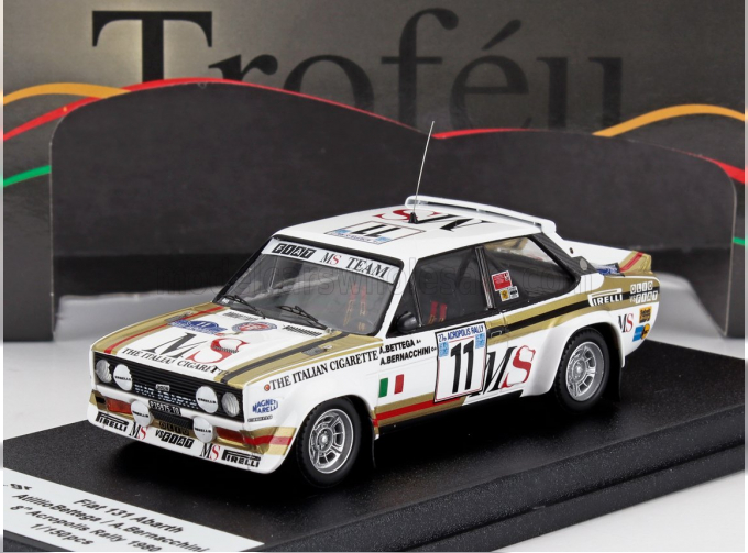 FIAT 131 Abarth №11 8th Rally Acropoli (1980) Atillio Bettega - Arnaldo Bernacchini, White Black White