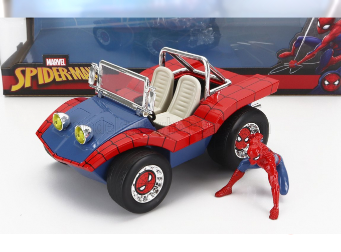 MAYERS MANX Buggy With Spiderman Figure Marvel 1964, Blue Red