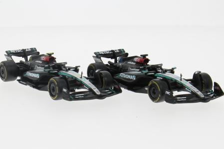 MERCEDES-BENZ GP Set F1 2x W15 Eq Performance Team Amg Petronas Motorsport №44 Season (2024) Lewis Hamilton + №63 Season (2024) George Russell, Black Silver Green