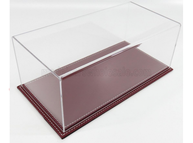 VETRINA DISPLAY BOX Maranello Base In Pelle - Leather Base Bordeaux - Lungh.lenght Cm 32.5 X Largh.width Cm 16.5 X Alt.height Cm 12.5 (altezza Interna 11.5 Cm ), Plastic Display