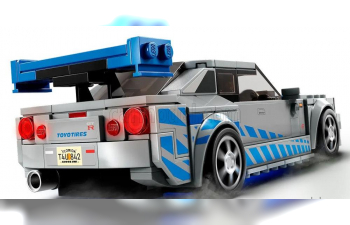 NISSAN Lego Speed Champion - Skyline Gt-r (r34) 1999 - Brian O'conner - Fast & Furious Ii (2003) - 319 Pezzi - 319 Pieces, Silver Blue