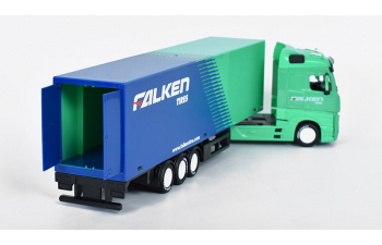 MERCEDES-BENZ Actros Gigaspace с полуприцепом "Falken Tires", green / blue