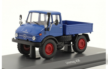 MERCEDES-BENZ Unimog 408 бортовой с тентом, синий с серым