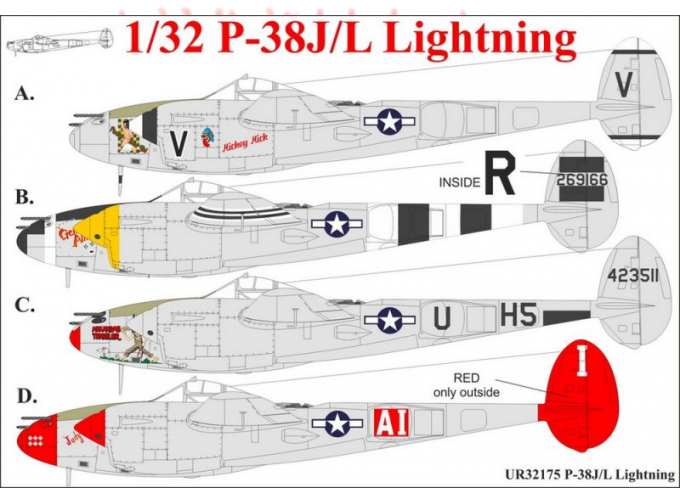 Декаль для P-38 J/L Lightning