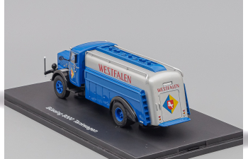 BÜSSING 8000 fuel truck, Westfalen, blue / silver